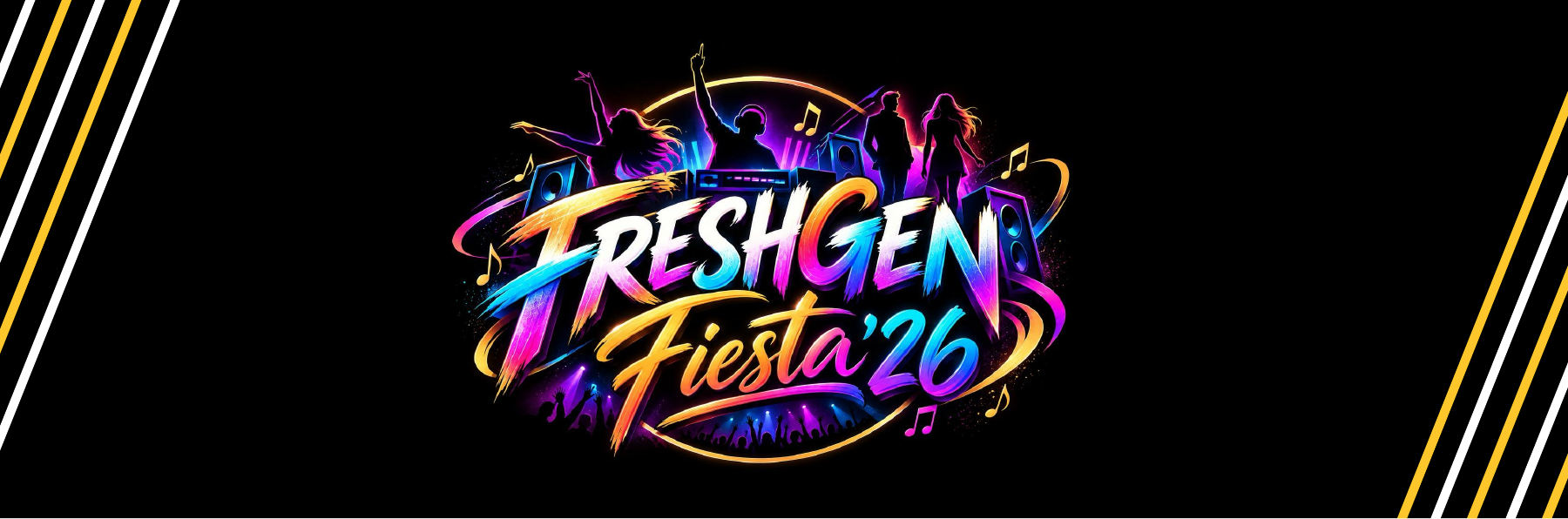 FreshGen Fiesta '26 - neon music and dance artwork